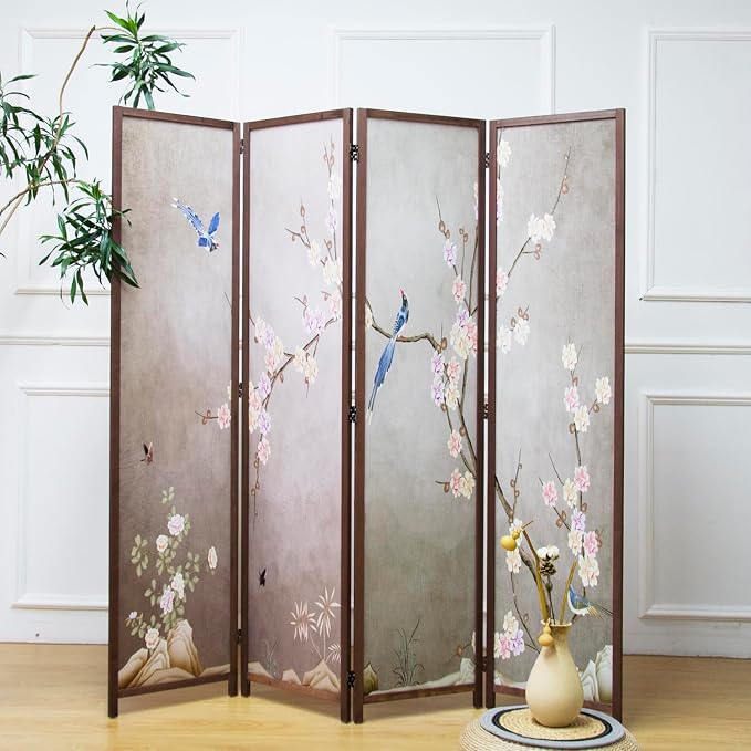 4 Panel Room Divider, 5.6 ft Tall Blackout Folding Privacy Screen - Image 5