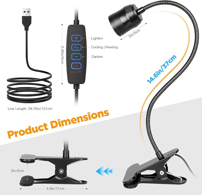 LED Reading Lights for Bed Headboard, 360° Gooseneck Zoomable Clip Light | 3 - Image 5