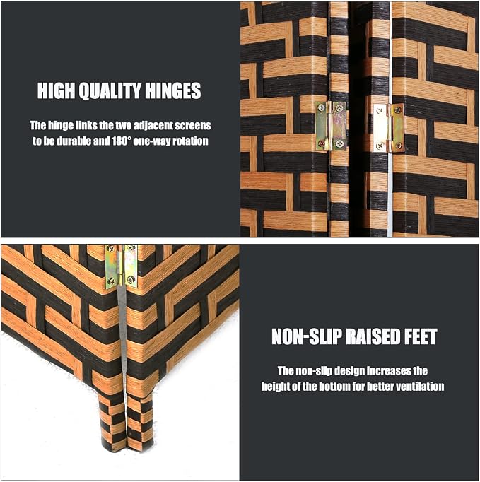 Room Divider, 4 Panels 6FT Folding Privacy Screen Room Divider | Wall Wood Mesh - Image 4