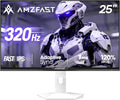 Amzfast 25 Inch White Gaming Monitor 320Hz/300Hz/240Hz, FHD 1080P 1ms Fast IPS Monitor, 12 Months Warranty Exchange (HDMI & DP Dual Cable) TÜV Rheinland Eye Care | AI Crosshair, Night Vision Function