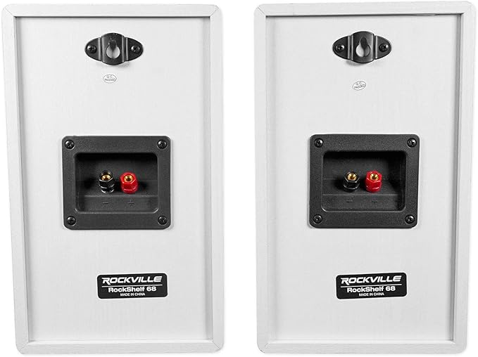 Rockville 2 RockShelf 68W 400w White 6.5" Home Theater Bookshelf Speakers/8 Ohm