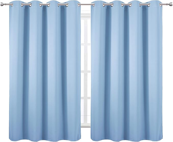 Sky Blue Thermal Blackout Curtains/52 x 54 Inch/Set of 2 Panels Room Darkening - Image 2