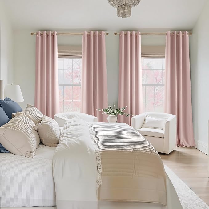 NICETOWN Blush Pink Room Darkening Curtains 96 Inches Long 2 Panels - Image 8