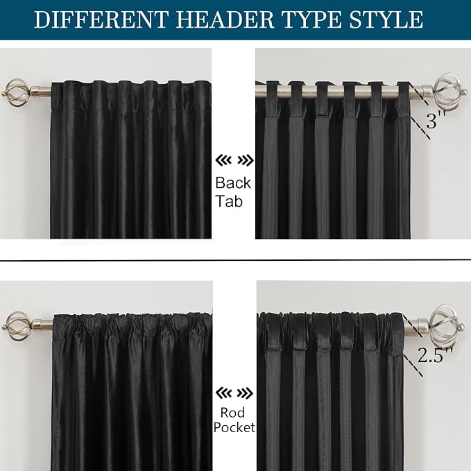 PRIMROSE Black Curtains 102 inch - Image 2