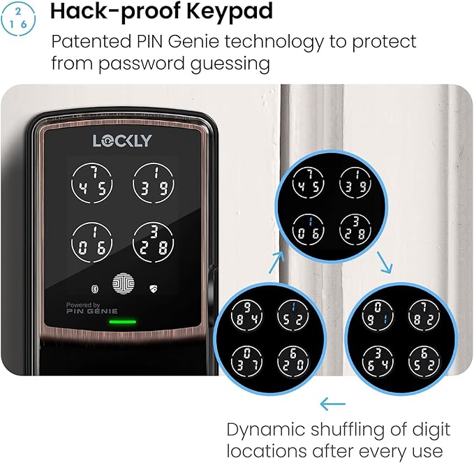 Lockly Secure Plus, Keyless Entry Door Lock, Smart Locks for Front Door, Smart Lock Deadbolt, PIN Genie® Keypad, 3D Biometric Fingerprint Sensor, Auto Lock Smart Door Lock