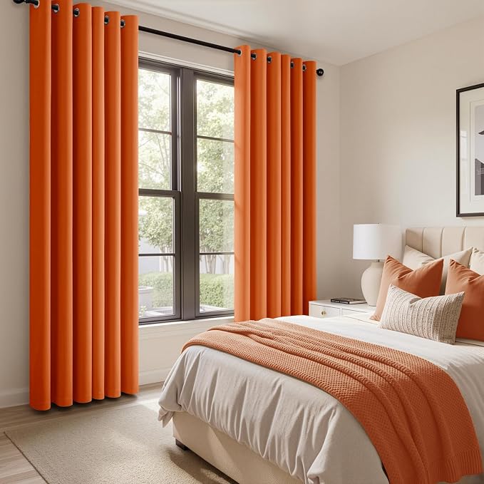 Fall Orange Blackout Curtains for Bedroom Living Room W40 x L84 Inch | 84 Inch - Image 6
