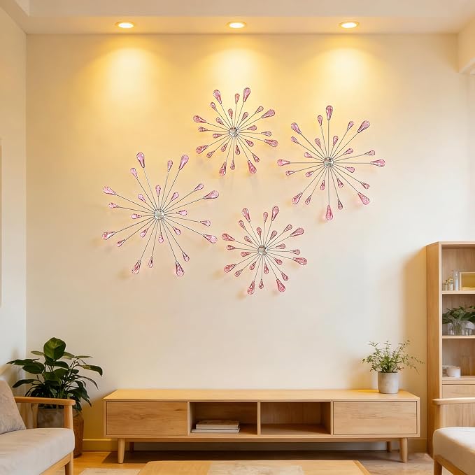 ZEXUIRU 4 Set Silver Starburst Wall Art - Image 4