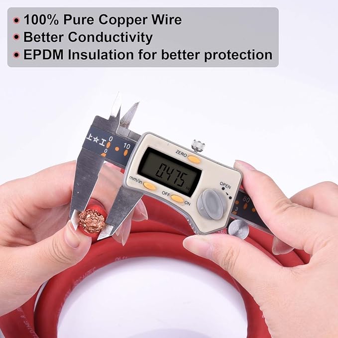 Shirbly 2/0 Gauge Battery Cable,30FT Black 2/0 AWG Pure Copper Wire Welding Cable, for Automotive, Battery, Solar and Generator, Standard USA OFC Wire