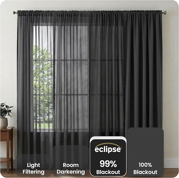 ECLIPSE Kendall Modern Blackout Thermal Rod Pocket Window Curtain - Image 5