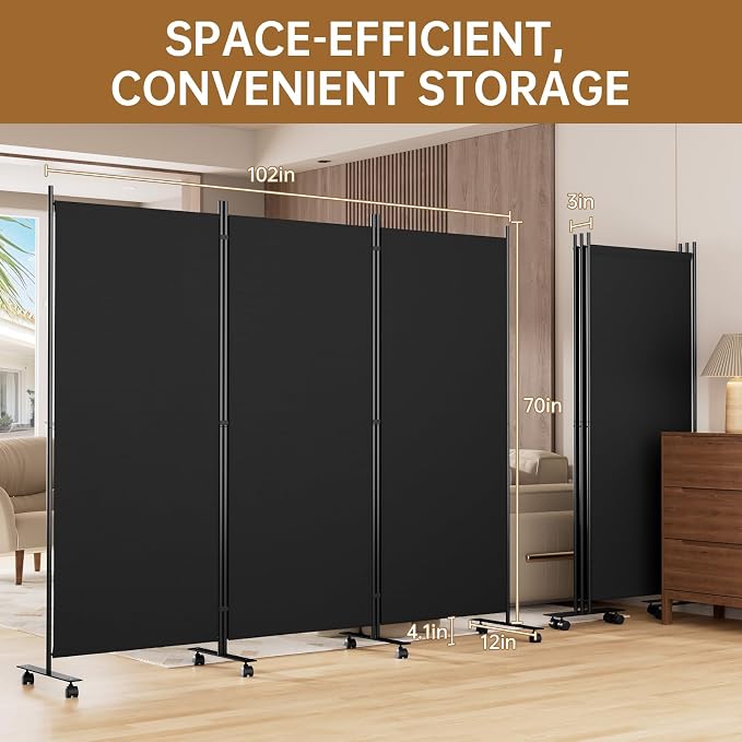 Room Divider 102'' Wide Folding Room Divider Panel - Image 5