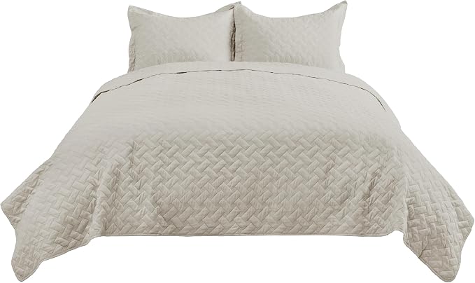 Bedsure Quilts Queen Size, Lightweight Comforter Set, Light Beige Bedspread | - Image 9