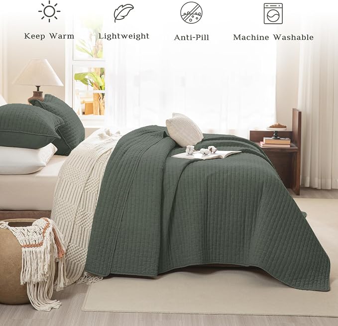 CozyTide Oversized King Bedspread 120"x120", Stone-Washed Cotton Lightweight - Image 2