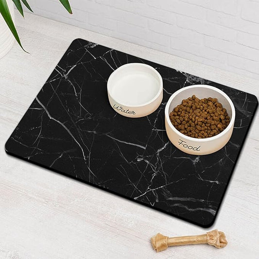 Absorbent Dog Food Mat for Floors - Quick Dry Pet Bowl Mat for Food and Water, Eco-Friendly Boho Cat Supplies