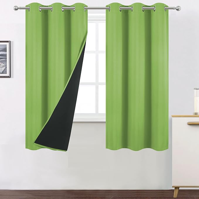 100% Blackout Curtains 40 x 63 Inch/Light Green Curtains 2 Panels by Lemomo