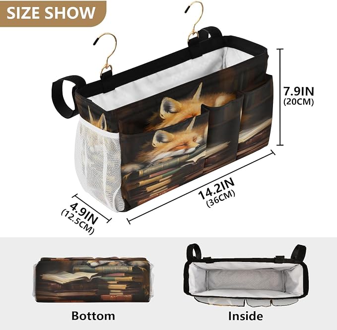 Fox Cartoon tag8 Bedside Caddy Storage Bag Bedside Organizer - Image 4