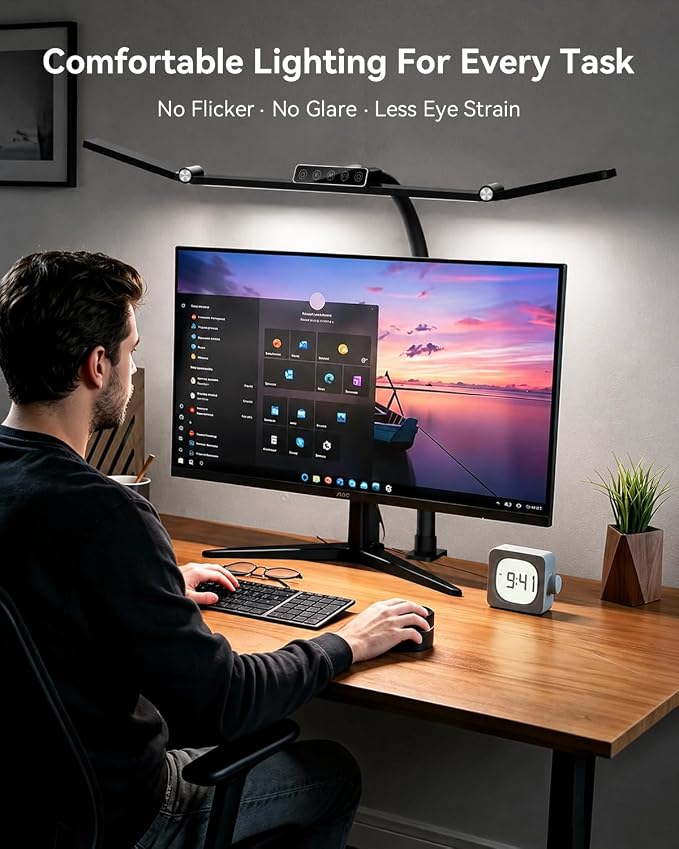 LED Desk Lamp with Clamp, 24W 3-Panel Light - Image 7