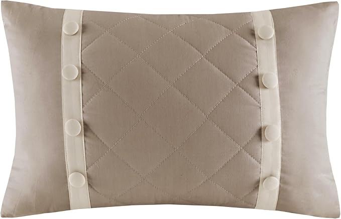 Madison Park Cotton Traditional Diamond Quilted Khaki Queen Quilt Set, Machine - Image 7