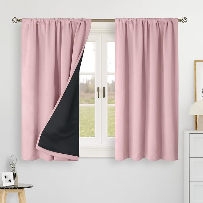 BGment Pink 100% Blackout 48 Inch Curtains - Image 2