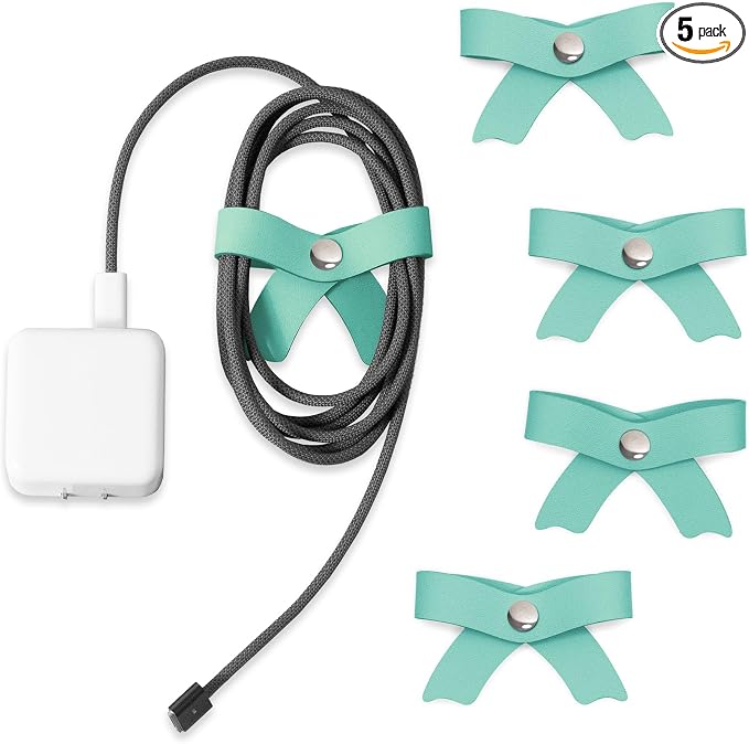 5 Pack Cord Organizer, Bow Cord Keeper, Cable Organizer USB Holder, Leather by SenseAGE