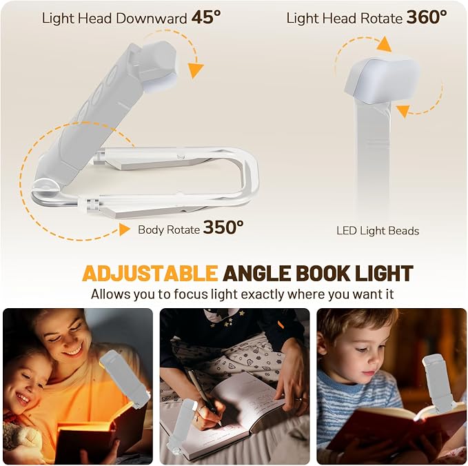 Book Reading Light Rechargeable Clip on Book Lamp - Image 4