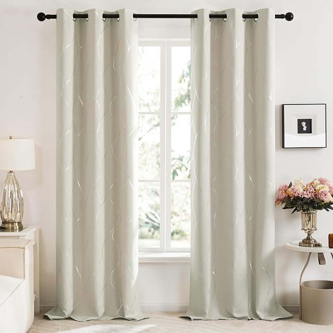 Deconovo Curtains for Living Room, Pattern Blackout Curtains 96 Inches Long | - Image 2