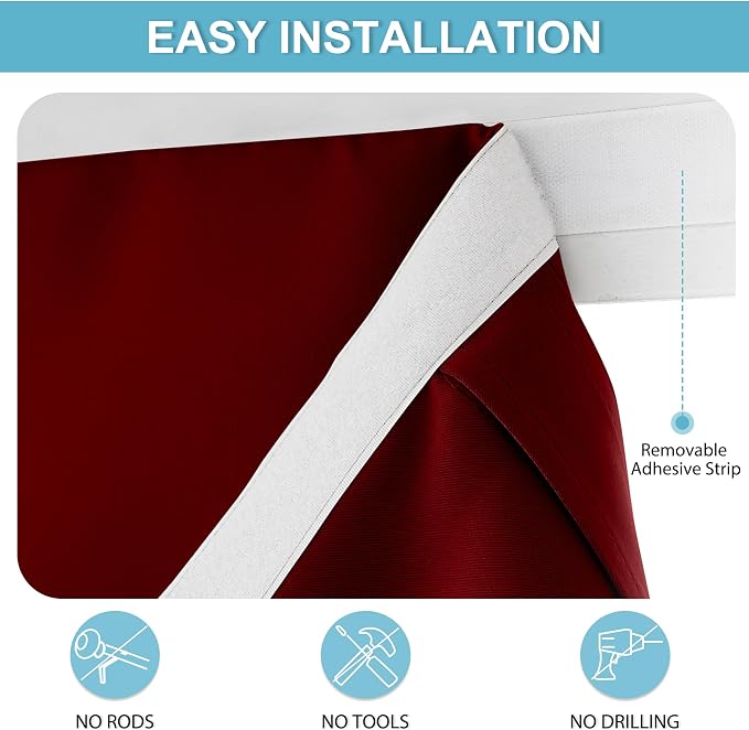 RYB HOME Kitchen Window Curtains Stick on Small Curtains - Image 2