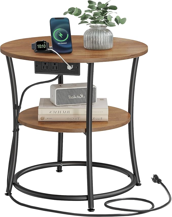 VASAGLE 21.7-Inch Round Side Table, 2-Tier End Table | Nightstand by Unknown