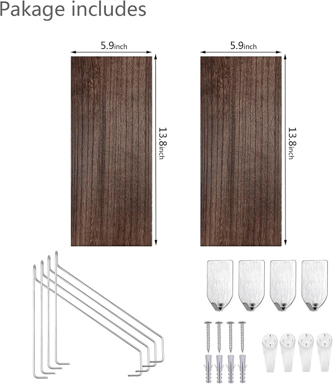 Floating Wall Shelves, Rustic Wood Wall Mounted Shelf Set of 2 | No Drill - Image 8