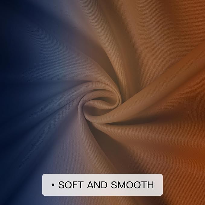 COSVIYA Grommet Ombre Dark Blue & Burnt Orange Curtains W52 x L84 Inch | - Image 5