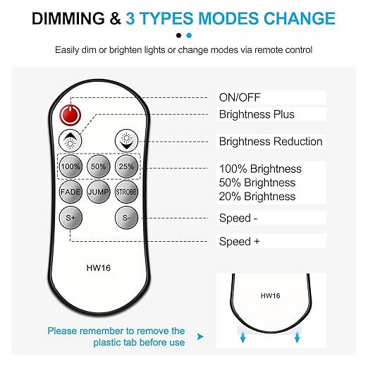 Mini IR Remote Controller for Single Color LED Strip Lights,11-Key Wireless Dimmer with Dynamic Effect Mode, Ideal for 3528/5050/ LED Tape,Dimming for Room, Home, Cabinet, DIY