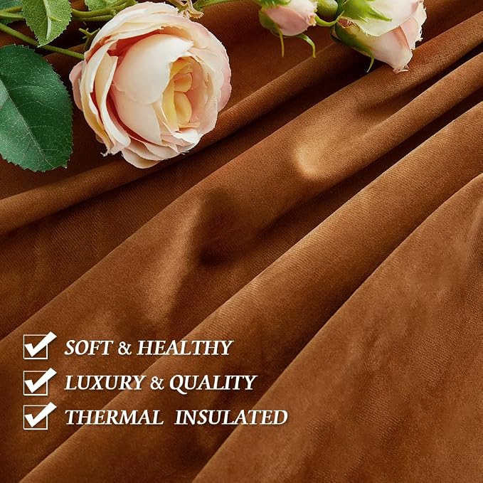 RYB HOME Burnt Orange Fall Velvet Curtains - Image 6