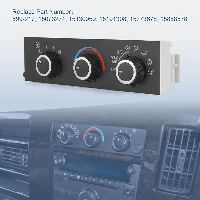 DICMIC Front A/C Heater Climate Control Module Compatible with 1996-2014 Chevrolet Express 1500 GMC Savana 1500 1996-2020 Chevrolet Express 2500 3500 GMC Savana 2500 3500 Replace# 599-217, 15073274