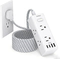 Flat Plug Extension Cord 10Ft, One Beat Surge Protector Power Strip 10 Ft Cord by OneBeat