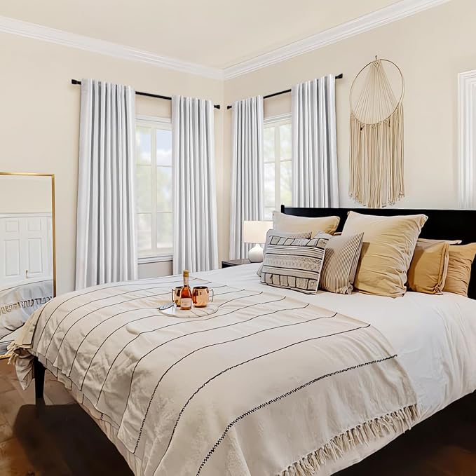 MIULEE 100% Blackout Curtains 84 inches Long White Linen Curtains & Drapes - Image 4