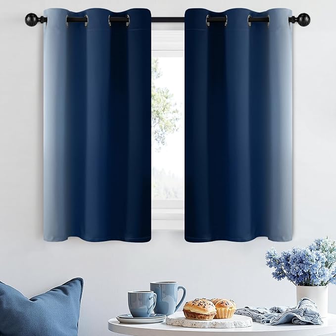 SimpleHome Ombre Blue to Grey White Curtains - Image 2
