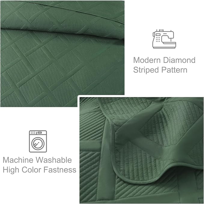 Exclusivo Mezcla Quilts Queen Size, Olive Green | Soft Bedspreads - Image 5