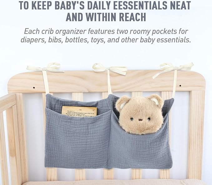Cinaci 2pcs Cotton Pram Stroller Caddy Baby Crib Hanging Organizers Storage - Image 4