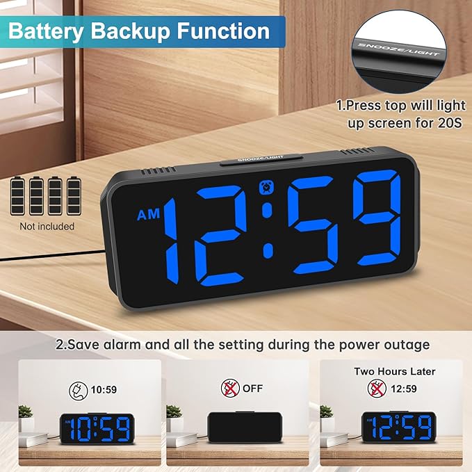 Peakeep Small Compact Digital Alarm Clock Plug-in - Image 5