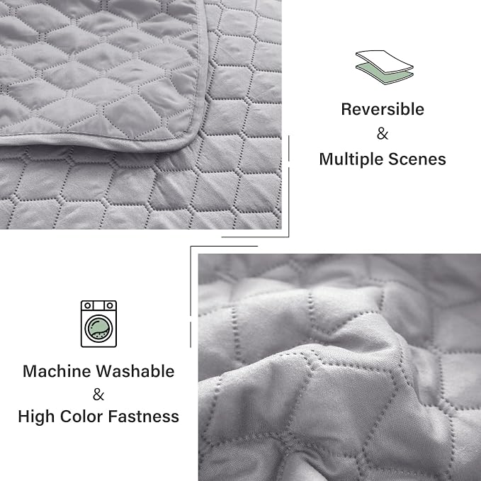 Exclusivo Mezcla Reversible California King Quilt Set, Light Grey | Lightweight - Image 6