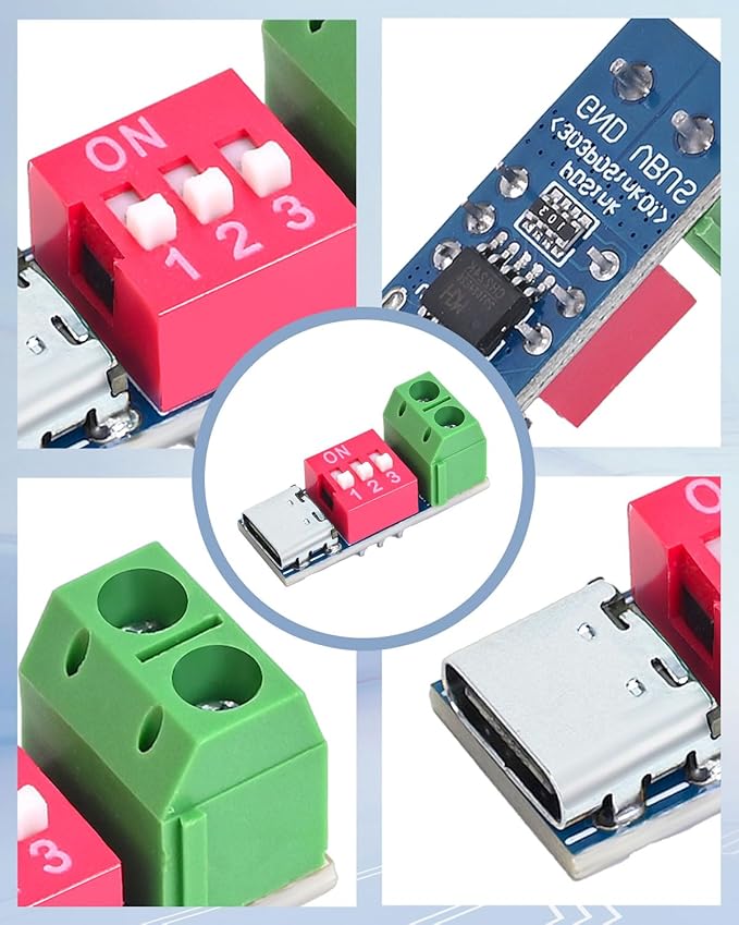 Seloky 4PCS USB-C PD/QC Fast Charge Trigger Module & Decoy Board - Dual-Port Voltage selector (5V/9V/12V/20V Output) Charger Power Delivery Boost Module