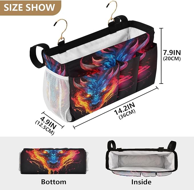 Dragon Fire tag8 Bedside Caddy Storage Bag Bedside Organizer - Image 4