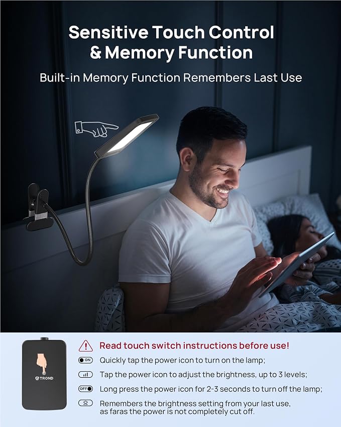 TROND LED Desk Lamp with Clamp, 1000LM Bright 3-Level Dimmable Desk Light | - Image 5