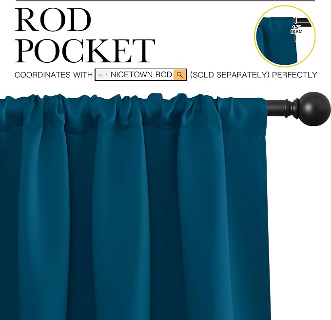 NICETOWN 2 Panels Blackout Curtains, Rod Pocket Window Curtains Room Darkning - Image 2