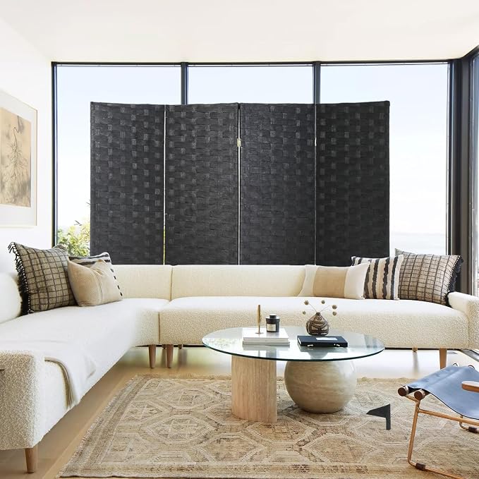 Room Divider Wall Divider 6FT 4 Panels Wood Mesh Hand-Woven Indoor Room Screen - Image 7