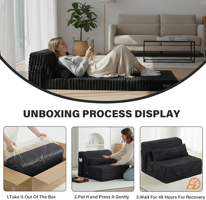 Folding Sofa Bed Convertible Sleeper Chair Mattress - Image 8