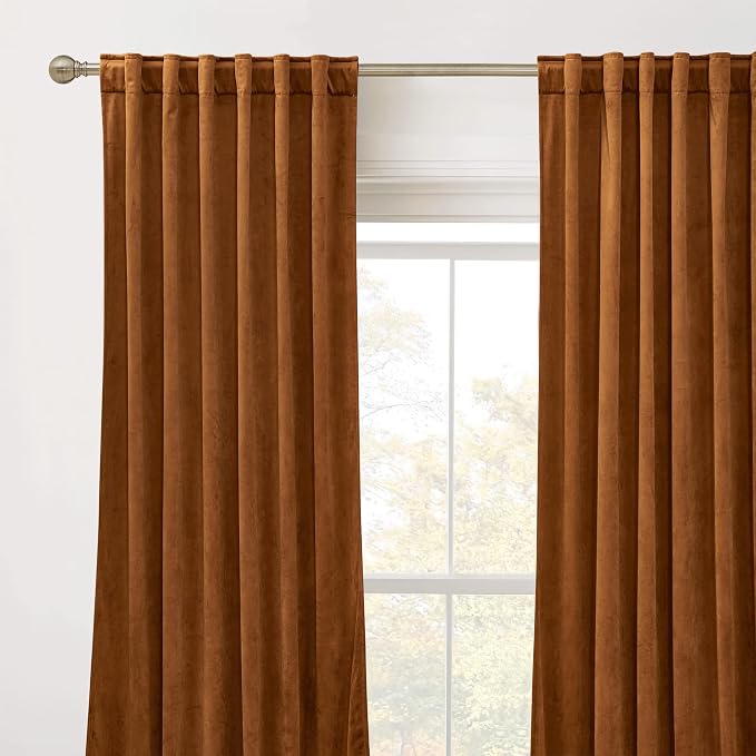 RYB HOME Velvet Curtains 120 inches Long, Extra Long High Ceiling Curtains | - Image 2