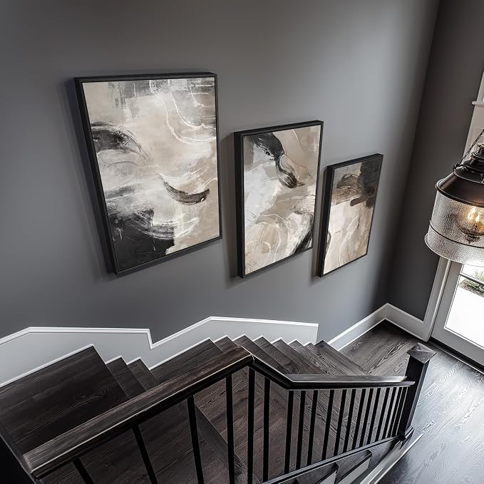 Large Framed Neutral Abstract Wall Art - Image 2