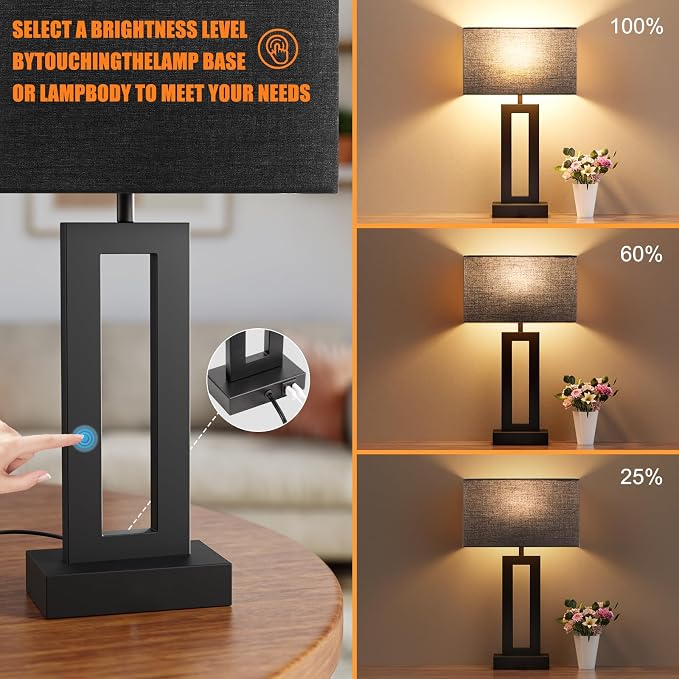 Seealle Nightstand Table Lamps for Bedrooms Set of 2 - Image 2