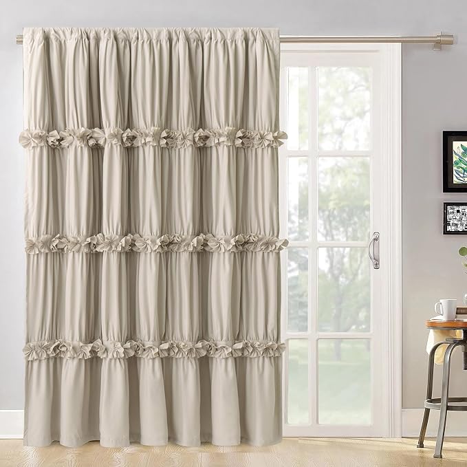Boho Room Divider Curtains Single Panel, Rustic Rod Pocket Sliding Door Curtains by Homechoice+Decor