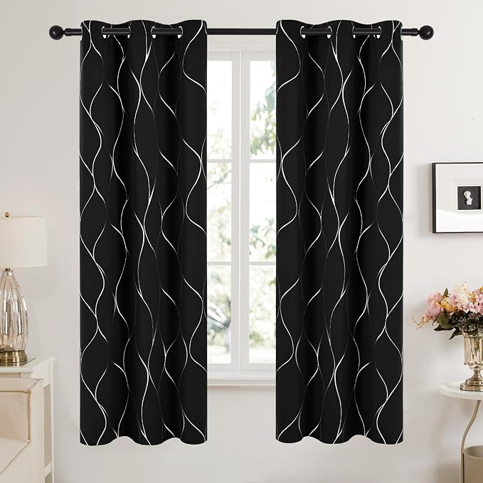 Deconovo Curtains for Living Room, Pattern Blackout Curtains 84 Inches Long | - Image 2